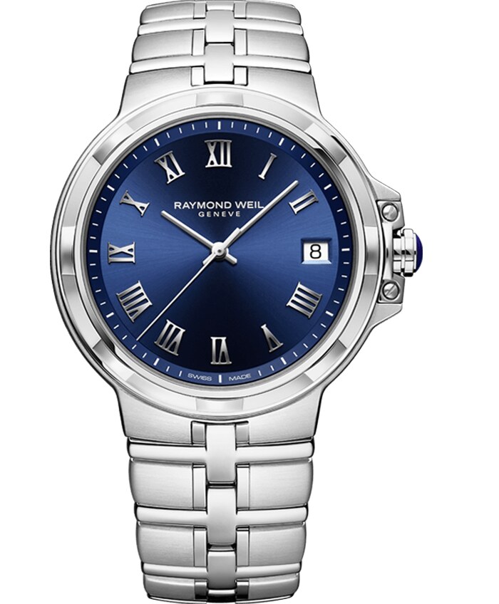Raymond Weil horloge met blauwe wijzerplaat