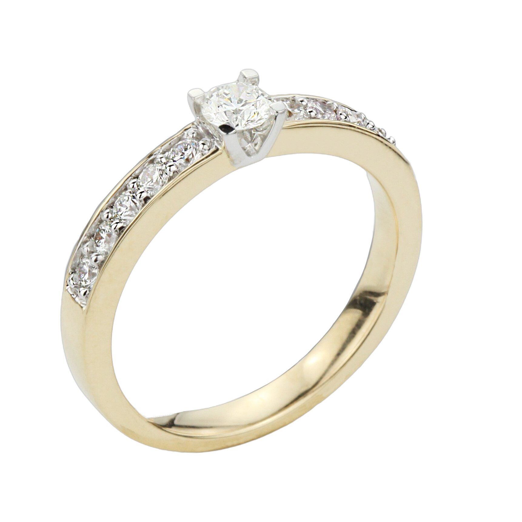 Verlovingsring met diamant in geel- en witgoud