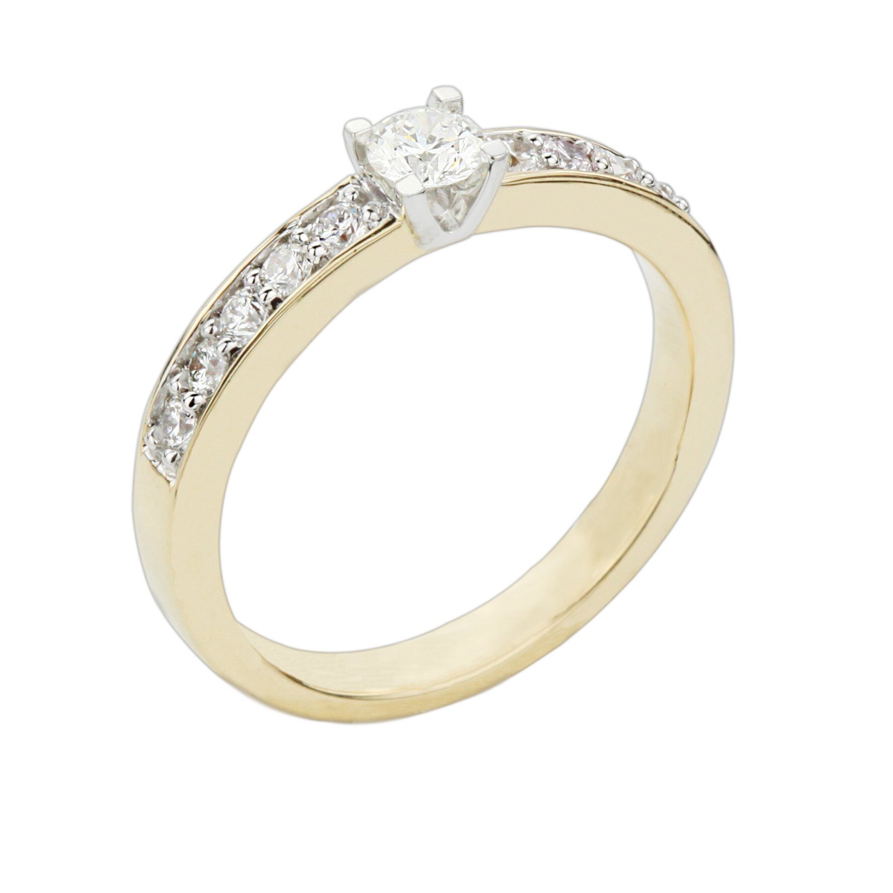 Verlovingsring in geel- en witgoud met diamant